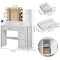 Miu Makeup Vanity with Outlet and 11 LED Lights, 3 Lighting Modes, Large Mirror, Retro Edition, Dressing Table for Bedroom Cosmetic
