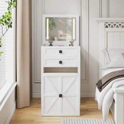 Miu Vanity Set with 24-Color RGB Lights, Wireless Charging, HD Mirror, 6-Drawer Chest & Big Storage Furniture Organizing - Modern Design Adjustable Brightness